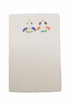 手染めはがき　座り雛