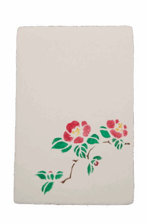手染めはがき　椿