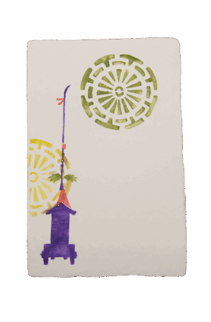 手染めはがき　祇園祭