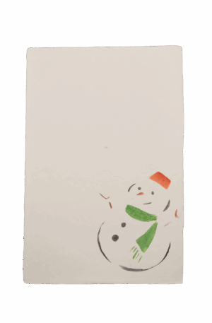 手染めはがき　雪だるま